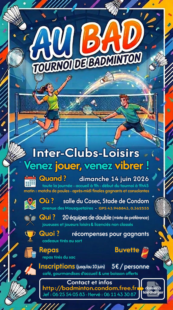 Au Bad : Le premier tournoi des Fous du Volant de Condom