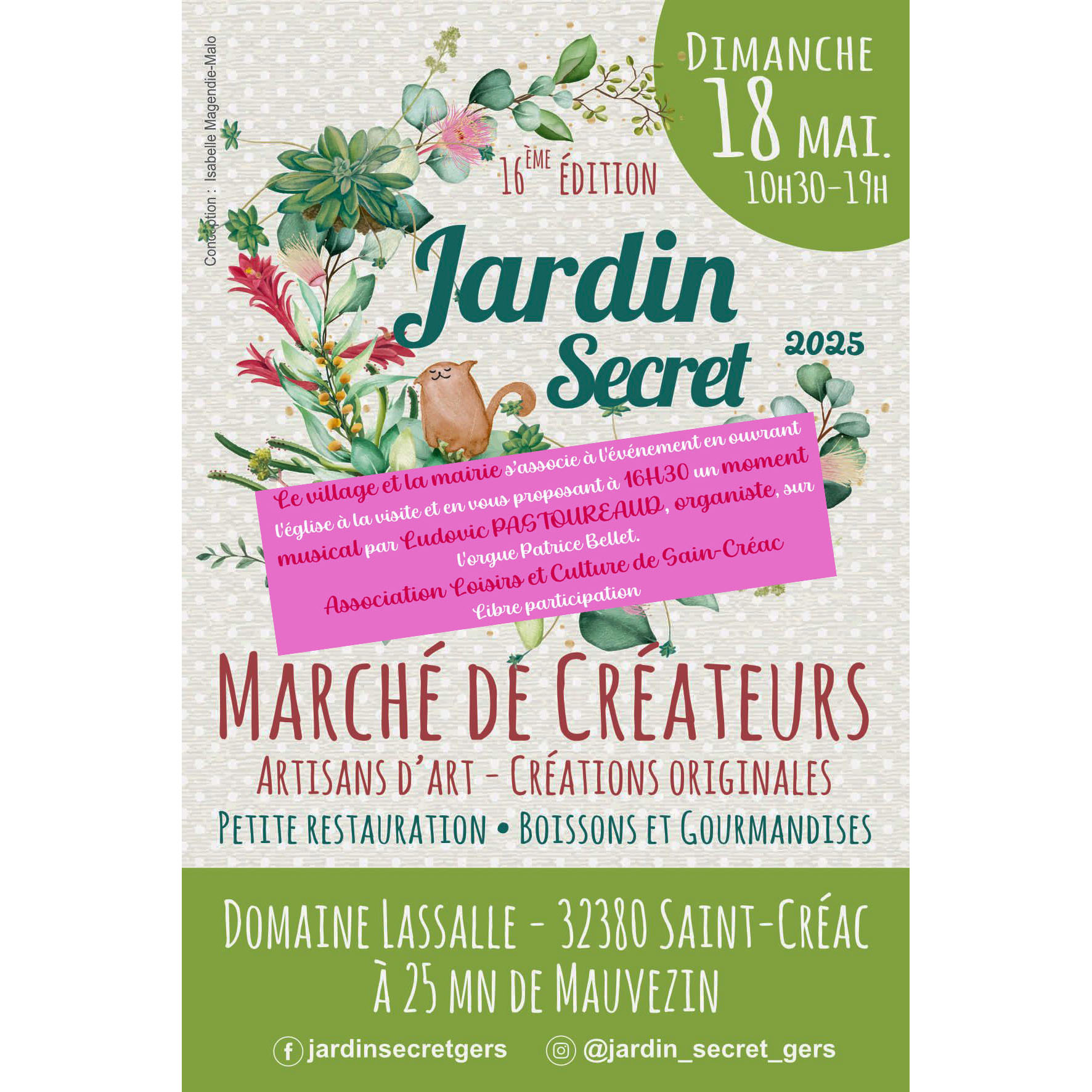 Affiche originale Jardin Secret-18 mai 2025-Domaine Lassalle-avec texte Loisirs et Culture en travers (1).jpg