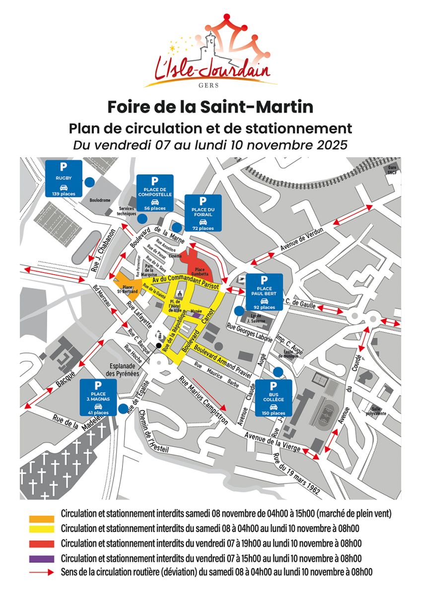 LISLE JOURDAIN PLAN CIRCULATION FOIRE SAINT MARTIN 2025