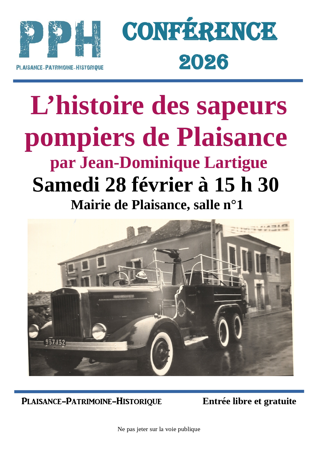 Conférence sapeurs pompiers Plaisance