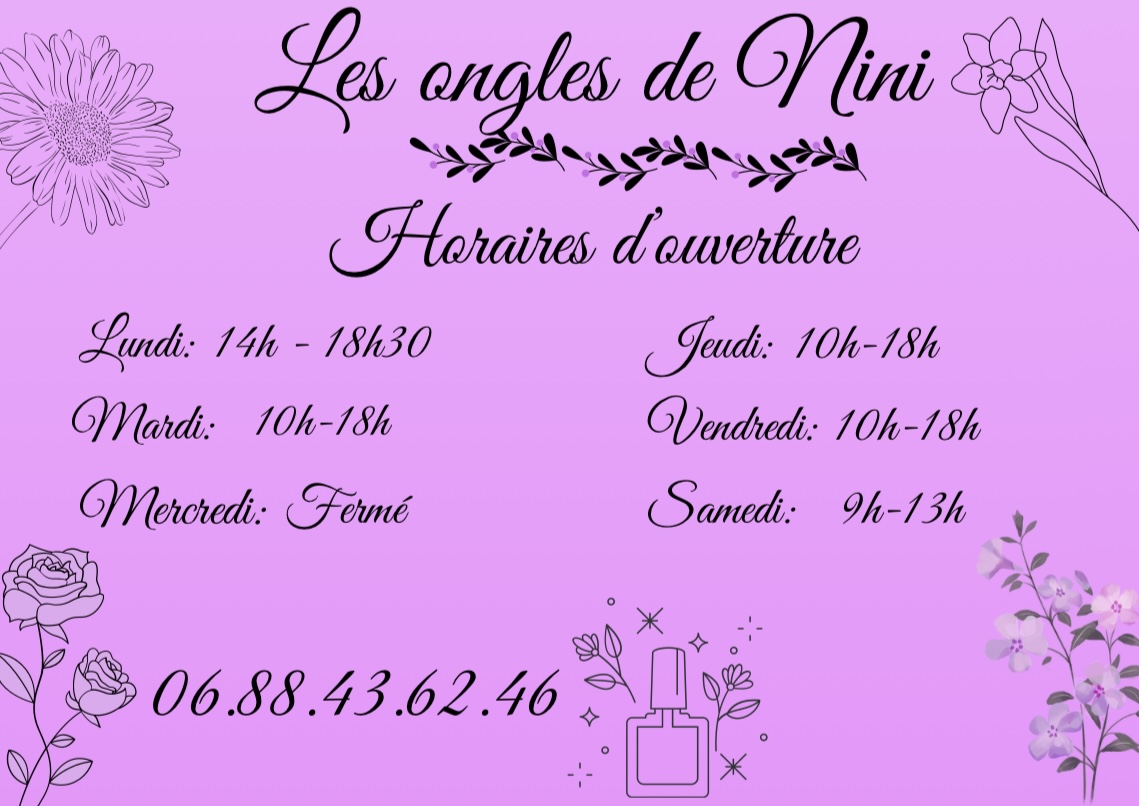Nini Onglerie, Horaires.