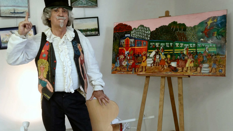 Le peintre Cazaux d'Artagnan à la Médiathèque 