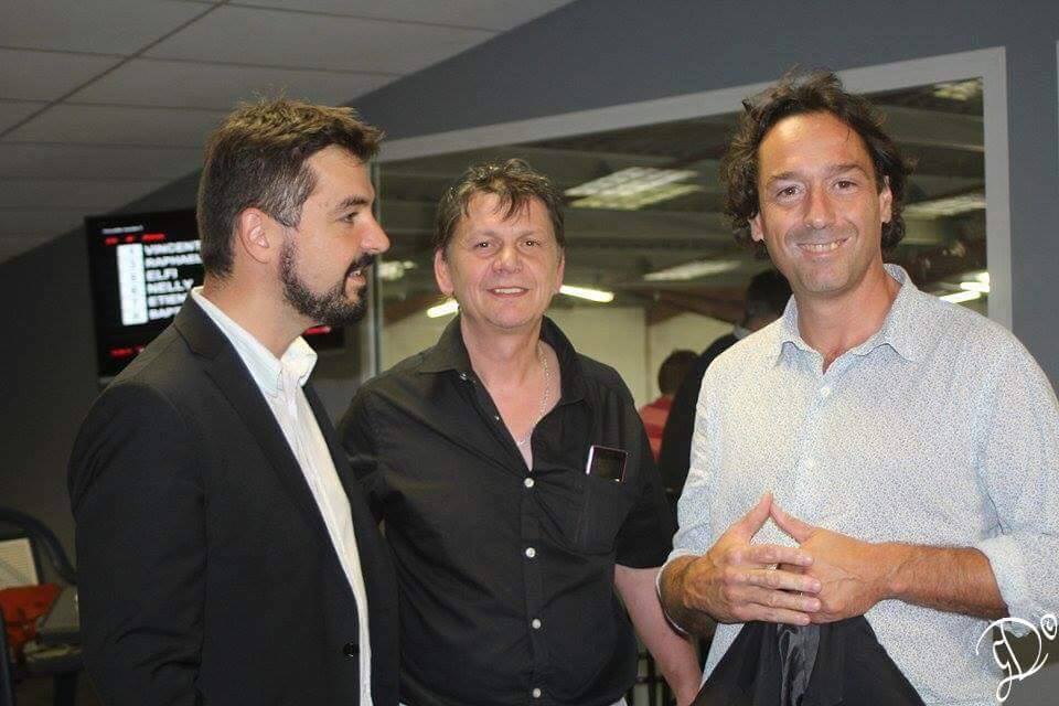 Christophe Cavard avec Alexis Boudaud tête de liste du Gers, Jean-Luc Davezac n°4 de la Haute Garonne, responsable de l'UDE Midi Pyrénées-Languedoc Roussillon