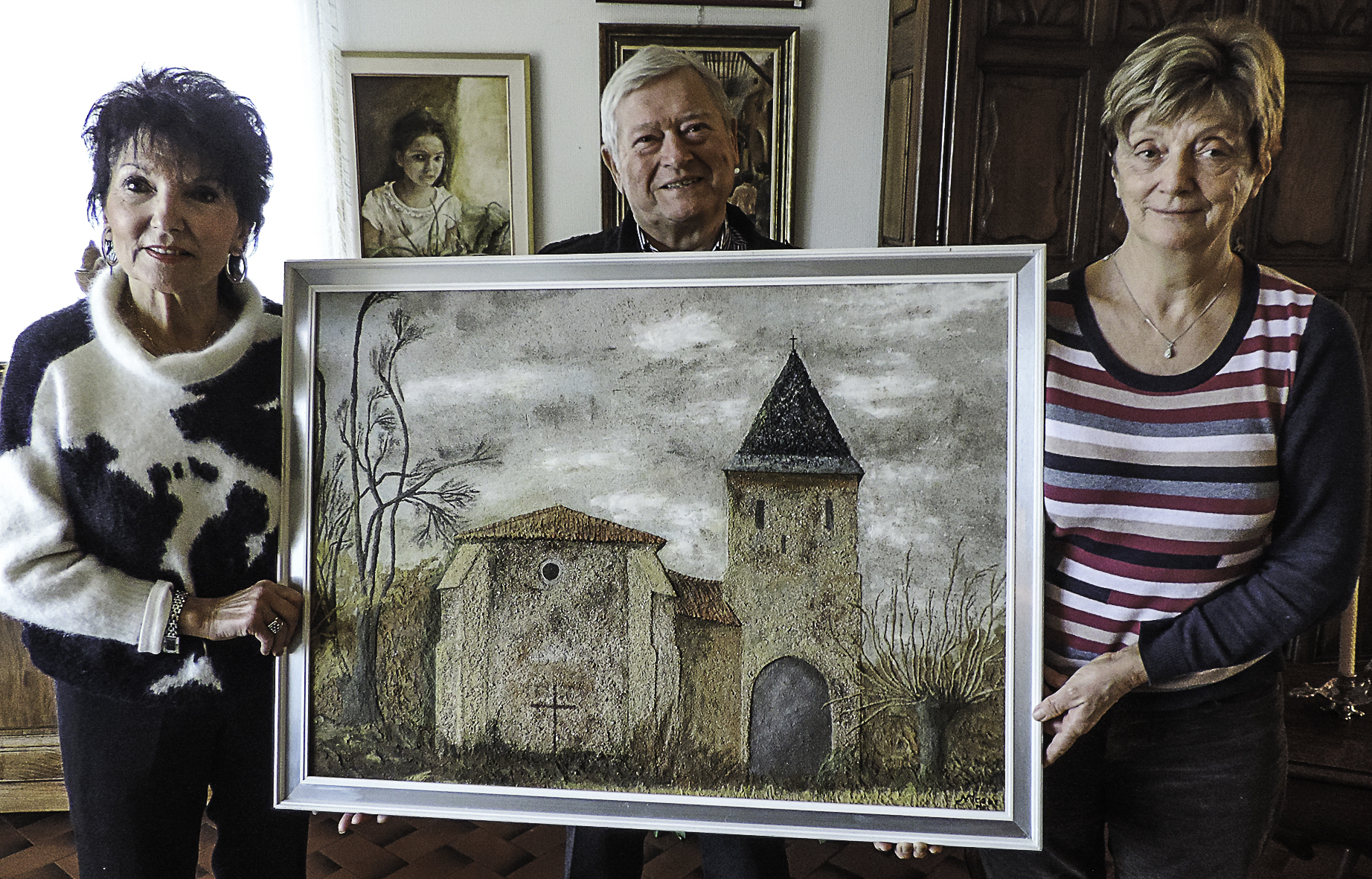DR Gilles Dré Nicole Tissé donne sa lithochromie au musée du paysan gascon Toujouse.JPG