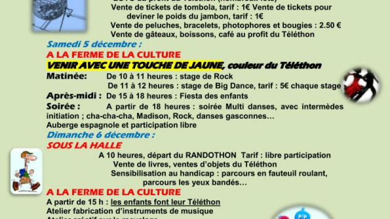TOUGET - TELETHON les 4, 5 et 6 Décembre