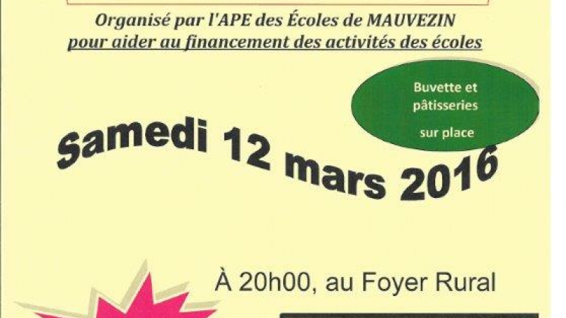 MAUVEZIN - Super  Loto des écoles  samedi 12 Mars à 20h