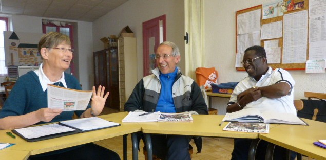 L'abbé Ambroise Koutouan er Colette Dubiau.