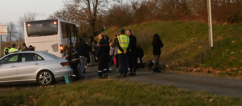 Le car assurant  la liaison régulière Tarbes Auch impliqué dans un accident