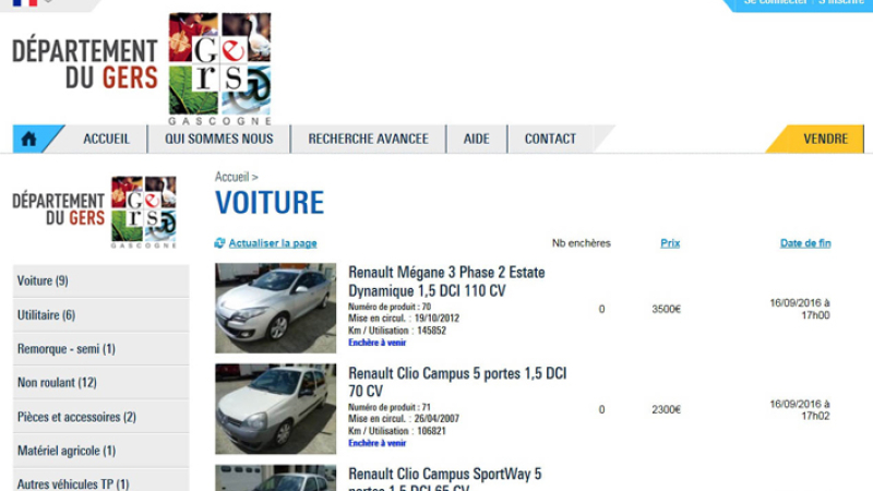 Le Département lance une vente aux enchères sur le web