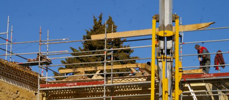 Église de Tasque en travaux de réhabilitation