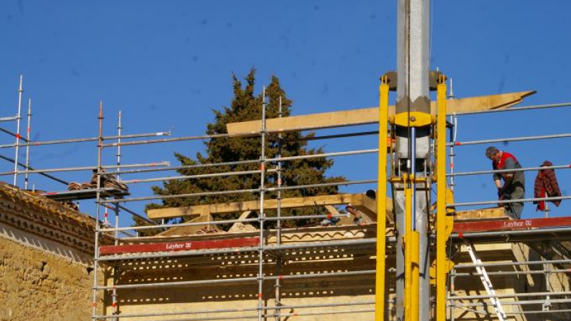 Église de Tasque en travaux de réhabilitation