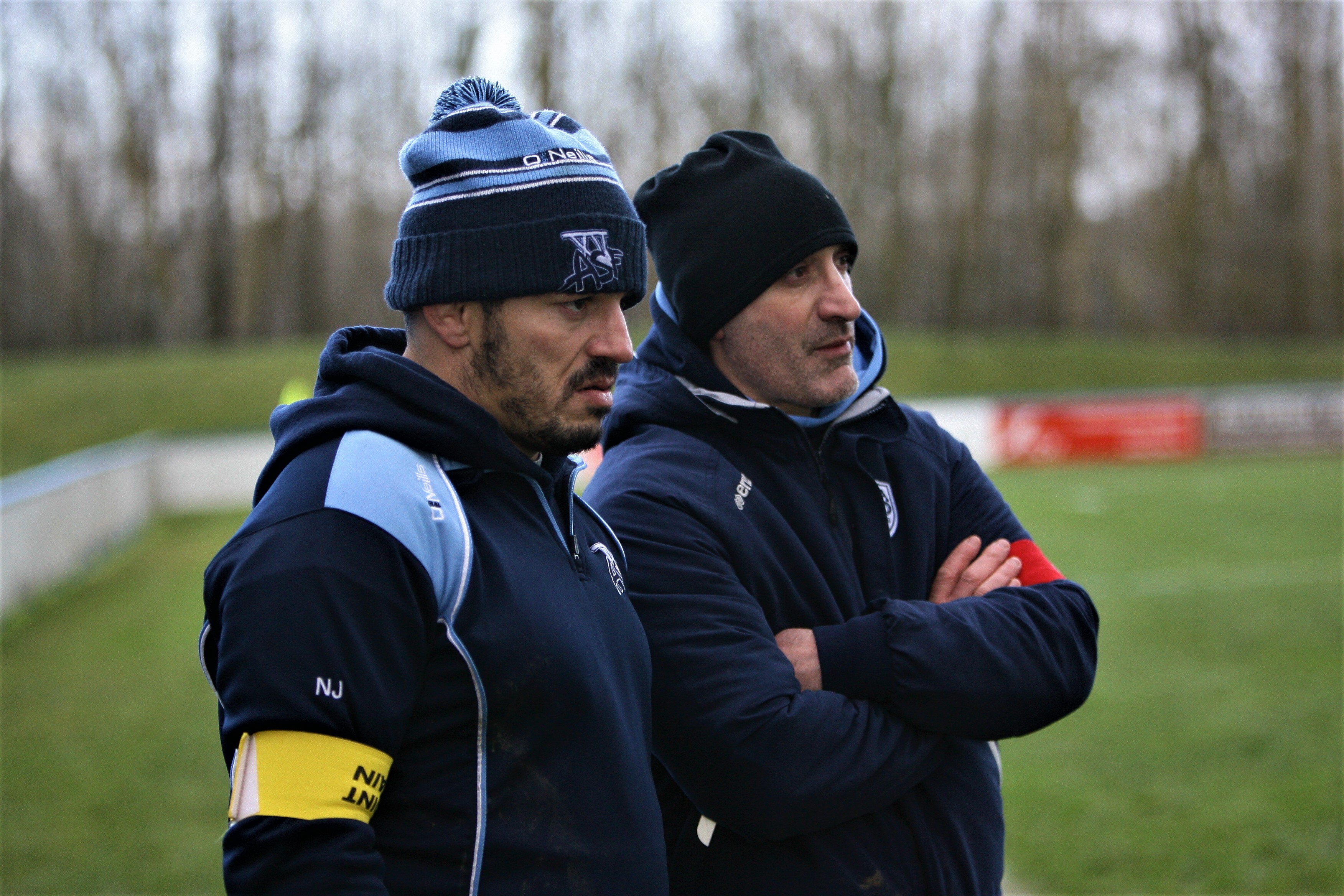 Les deux coachs fleurantins lors de la victoire sur Saint-Sulpice (14-10) le 27 janvier.