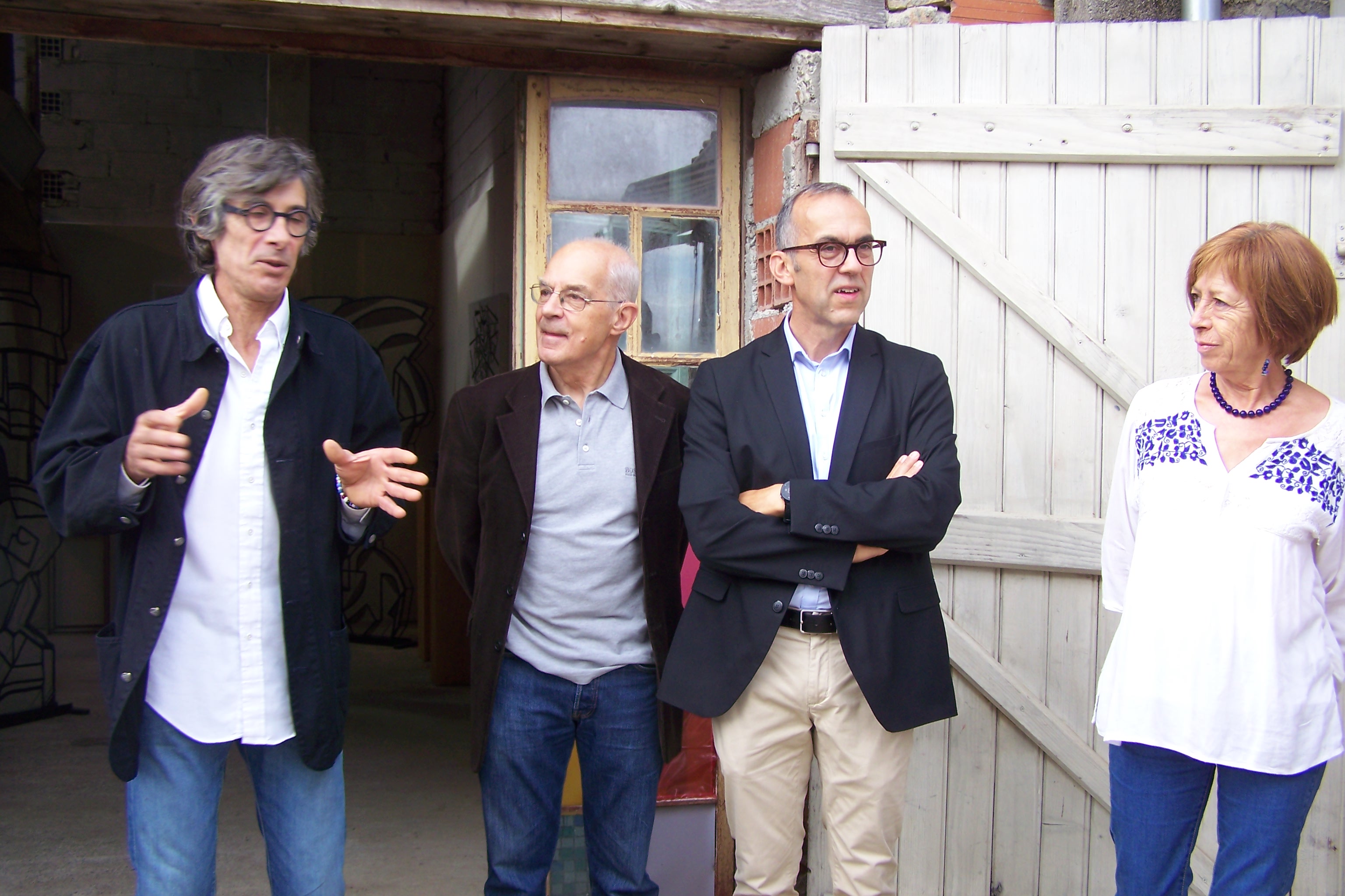  Inauguration de l'exposition, Jean-Patrick Magnoac, à gauche, à ses côtés Daniel Gerhardt, et Hervé Lefèvre maire de Samatan