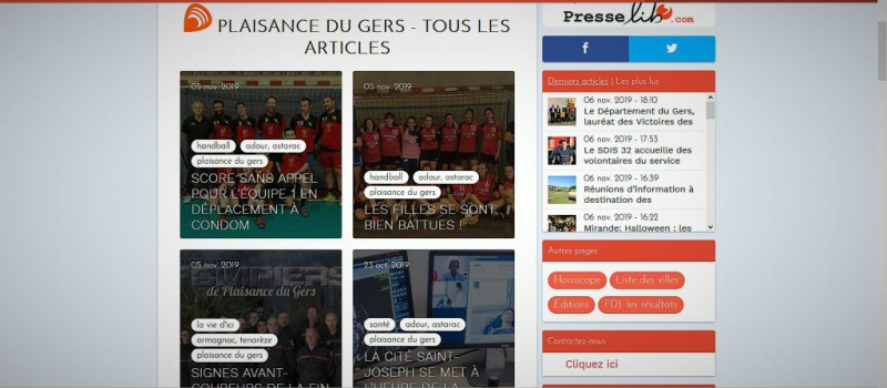 Parution d'articles sur le Journal du Gers