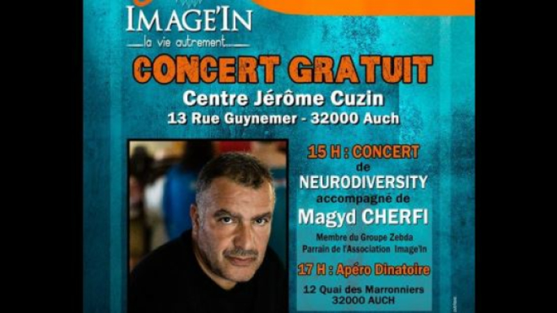 Inauguration Image'In : MagydCherfi, membre du groupe Zebda, en concert avec le groupe Neurodiversity