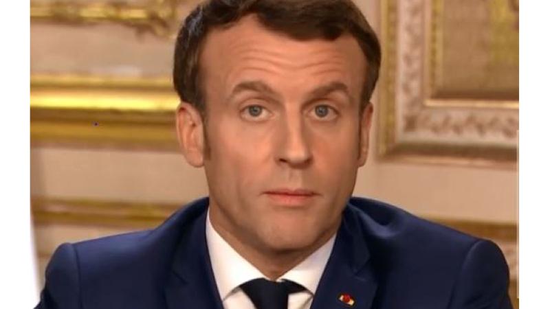 Troisieme Intervention télévisée du président Emmanuel Macron depuis la crise.   
