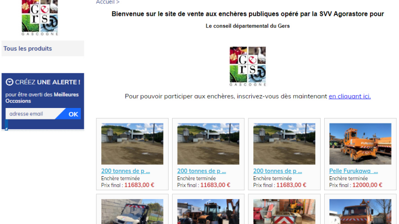 Le département lance une vente aux enchères