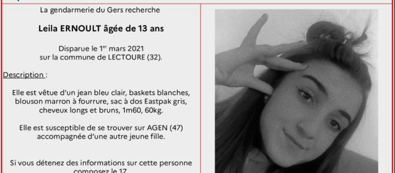 La gendarmerie du Gers recherche une mineure