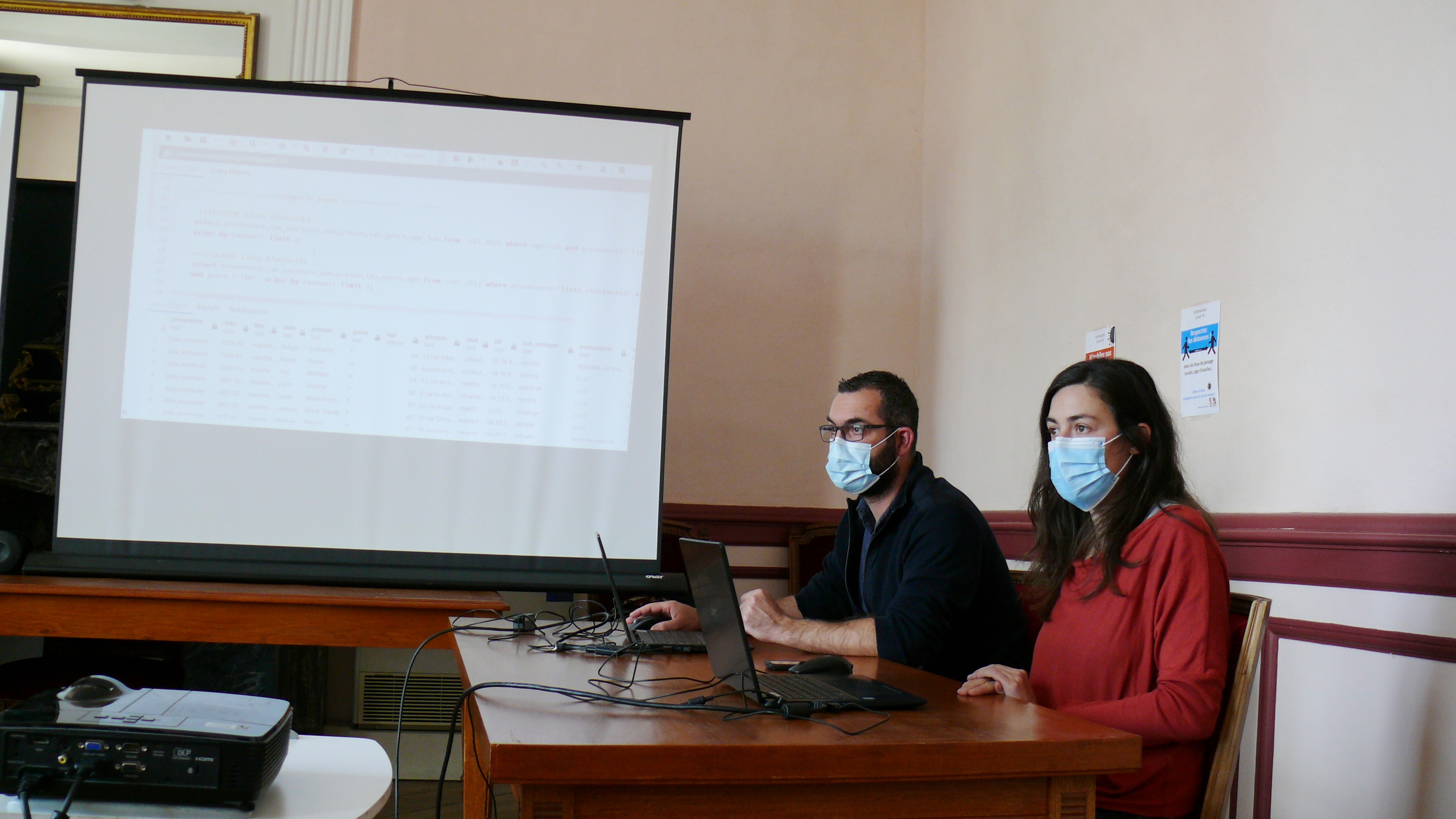 Pierre Pellefigue et Anaïs Laguens ont lance le traitement informatique du tirage au sort des membres du collège citoyen.