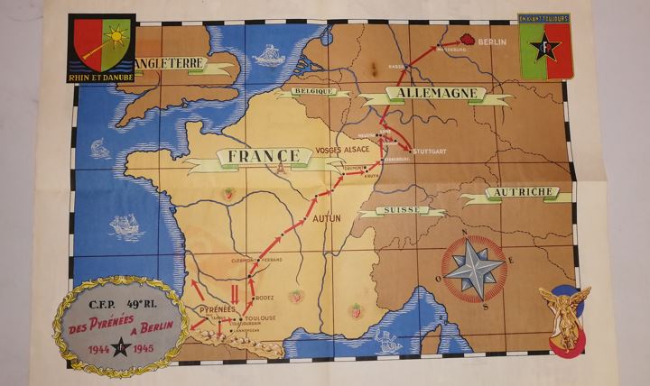 Une carte historique retraçant l'épopée du Corps Franc Pommiès des Pyrénées à Berlin - Photo DR