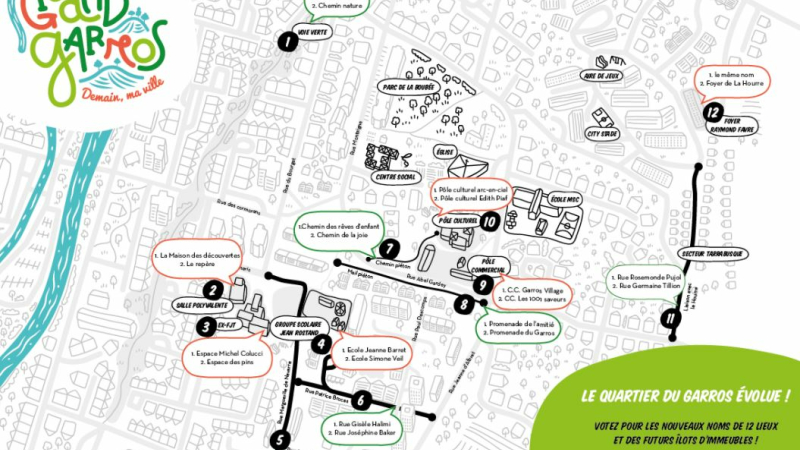 Quartier du Grand Garros : des rues et des lieux changent de nom