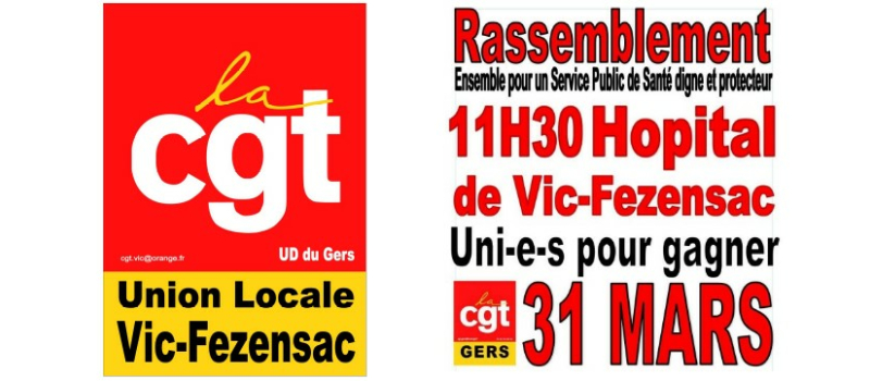 Rassemblement organisé par la CGT devant l'hôpital de Vic-Fezensac