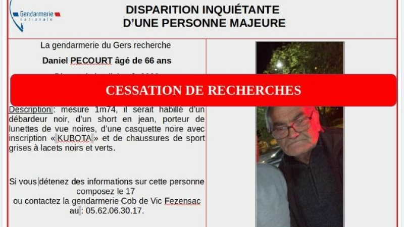 Fin d'avis de recherche