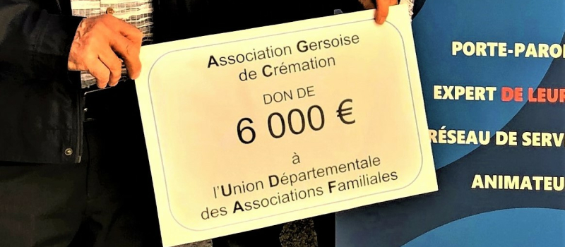 l’Association Gersoise de Crémation : un don de 6000€ à l'UDAF