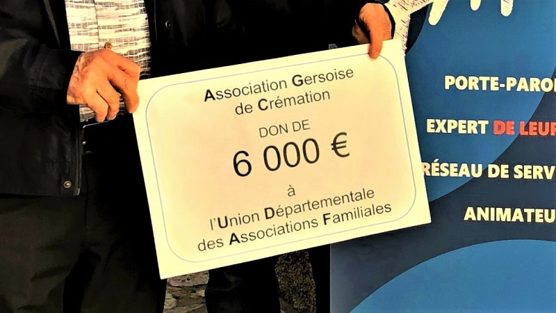 l’Association Gersoise de Crémation : un don de 6000€ à l'UDAF