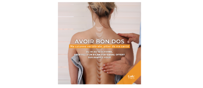 Journée de la colonne vertébrale du 16 octobre 2022:  bilans personnalisés offerts du 10 au 15 octobre à la Maison de Santé !