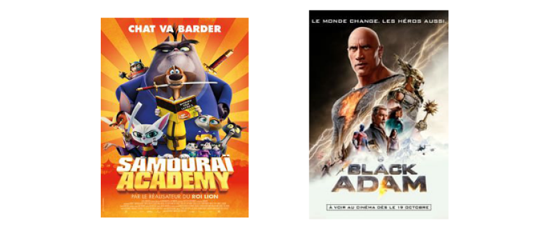 Animation et action au cinéma samedi