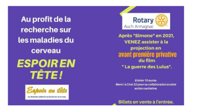 Action "Espoir en tête" avec le Rotary Auch et Ciné 32