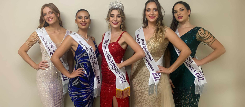 Miss Elégance Midi Pyrénées 2022 est Eva Mariotto et sa première dauphine, Ines Sanchez-Isser, Miss Elégance Gers Bigorre