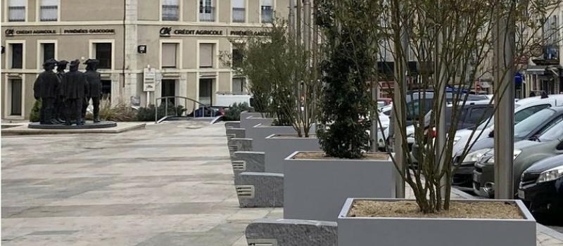 La place se pare d'un peu de verdure