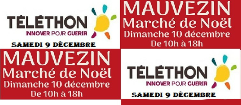 Samedi 9 décembre « Téléthon » et dimanche 10  « Marché de Noël »