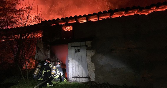 pompiers en action à  sarrant