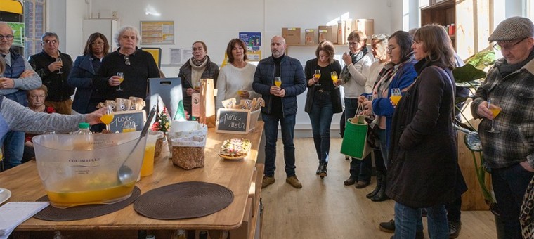 inauguration de l'épicerie par Thibaut Renaudin, maire de Termes d'Armagnac