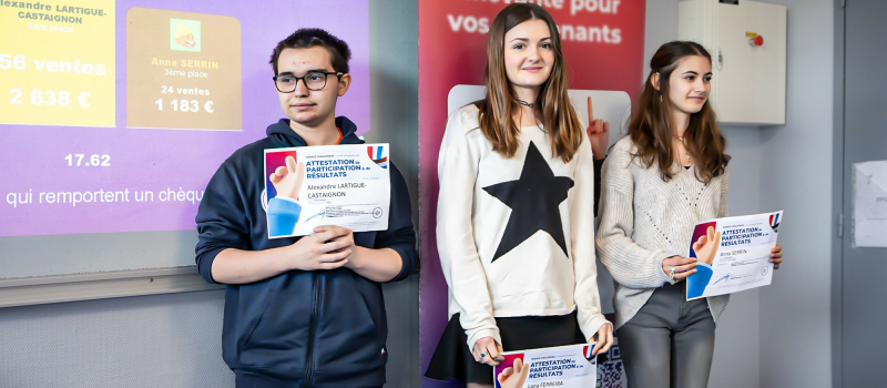 Record de France de vente avec France Challenges pour la Seconde Commerce du lycée pro de Nogaro