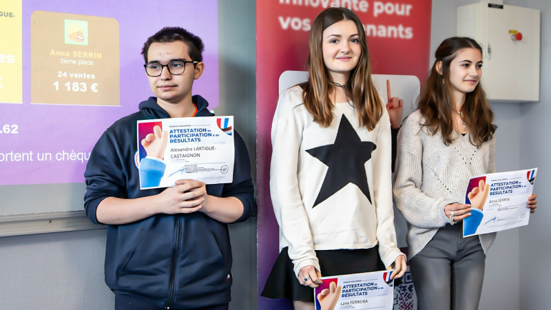 Record de France de vente avec France Challenges pour la Seconde Commerce du lycée pro de Nogaro