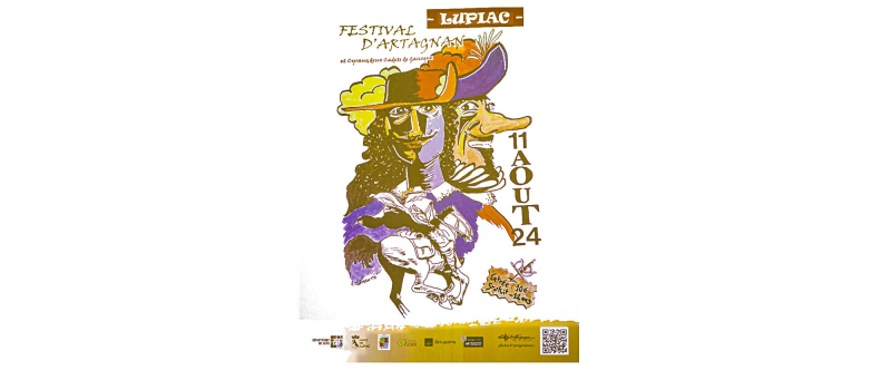 Voici l'affiche du Festival d'Artagnan d'août 2024 de Lupiac