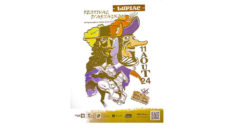 Voici l'affiche du Festival d'Artagnan d'août 2024 de Lupiac