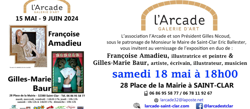 Présentation de deux nouveaux artistes à la Galerie " L'Arcade " à Saint-Clar.