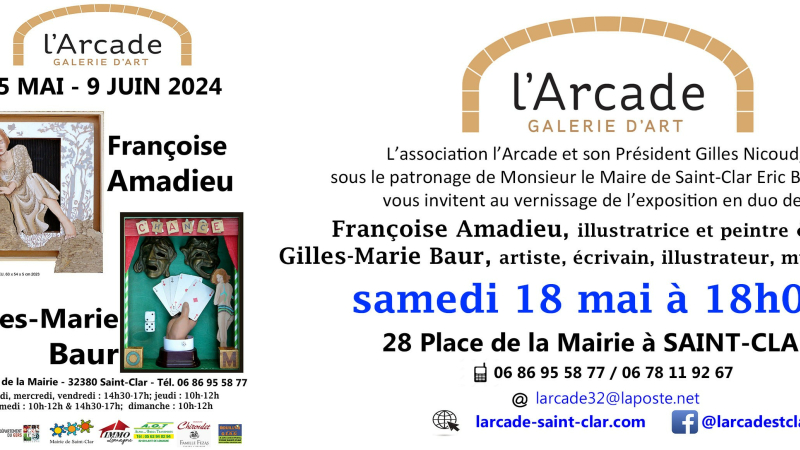 Présentation de deux nouveaux artistes à la Galerie " L'Arcade " à Saint-Clar.