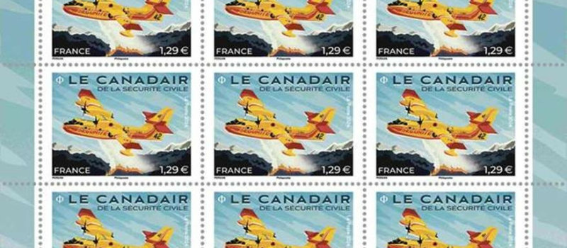 Un timbre illustré par un Canadair de la Sécurité civile