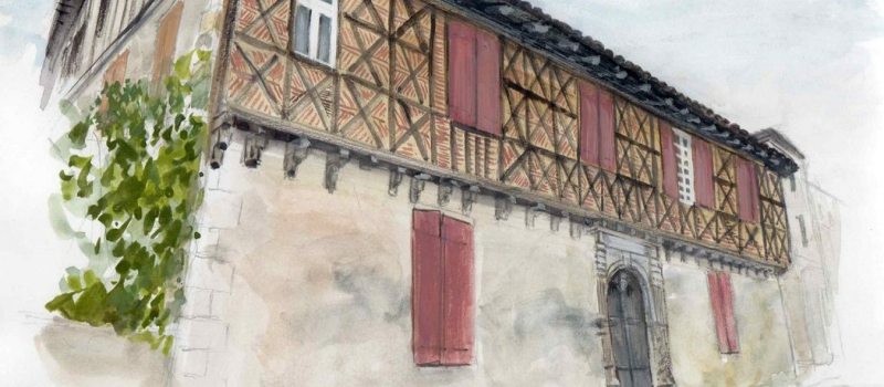 Stage de gouache pour croquer les façades de Masseube