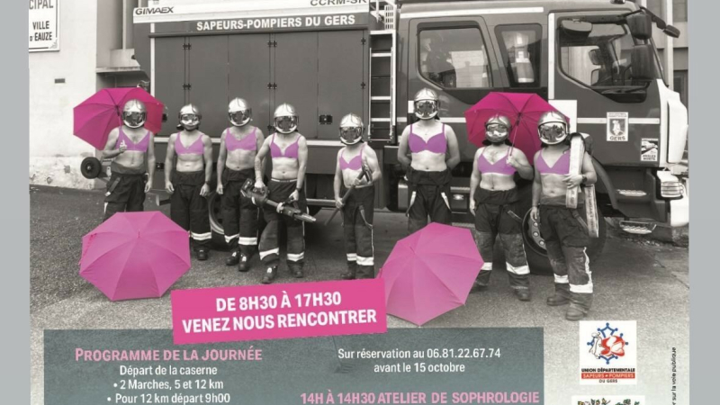 Octobre rose avec les pompiers