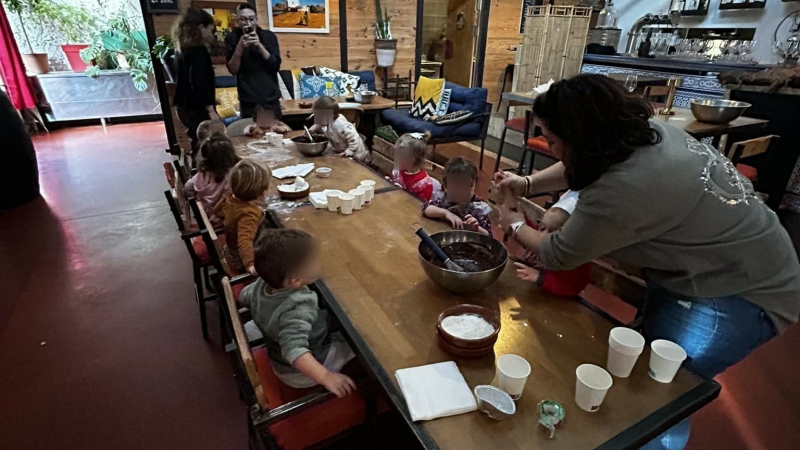 La crèche La Casita en atelier pâtisserie au restaurant Lo Potz !