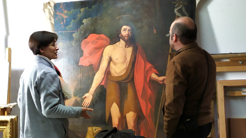 Découverte du tableau de Saint Jean-Baptiste restauré