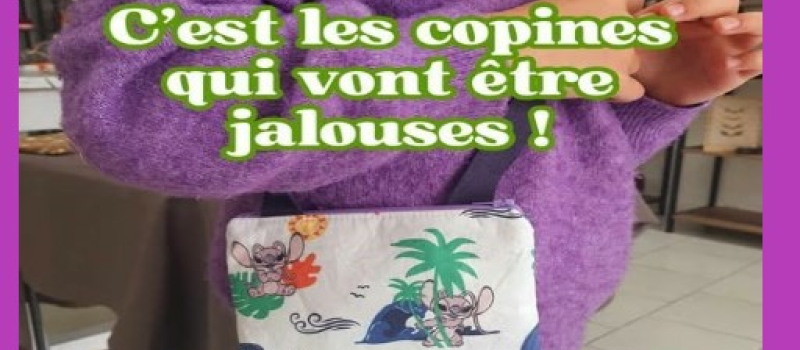 Maëlle ,7 ans, a cousu  une adorable pochette  aux motifs de son dessin animé préféré