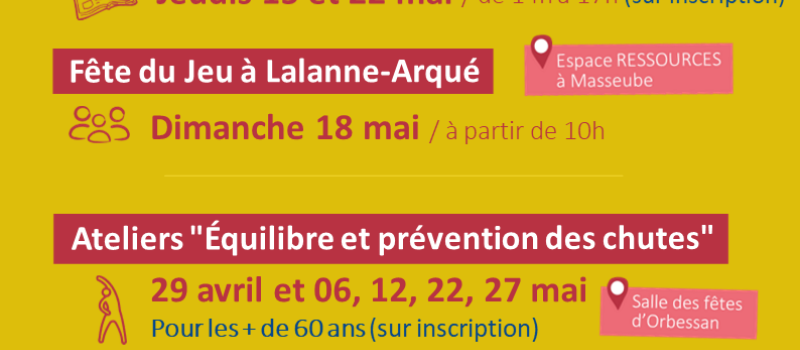 Calendrier de l'Espace ressources Val de Gers